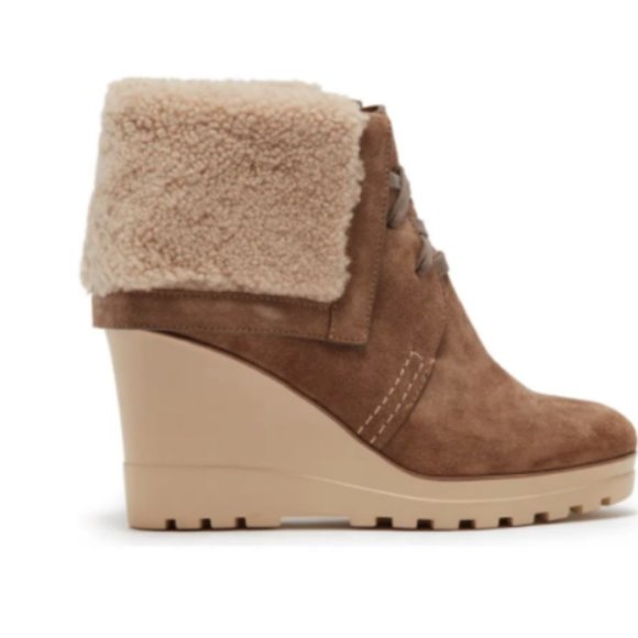 see by chloé  Foldover Faux Fur Cuff Wedge Boot MSRP$515 EU 37 / US 7 - Picture 3 of 5